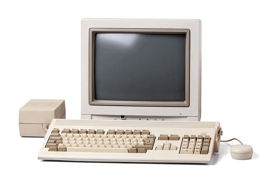 Old Personal Computer on White Background