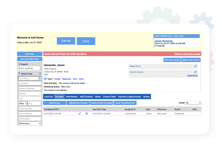 marketsharp scripting and call center screenshots