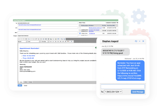 marketsharp communication and reminder screenshots