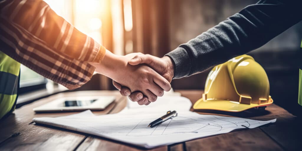 contractor partners shaking hands