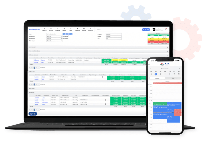 remodeling crm software screens in devices